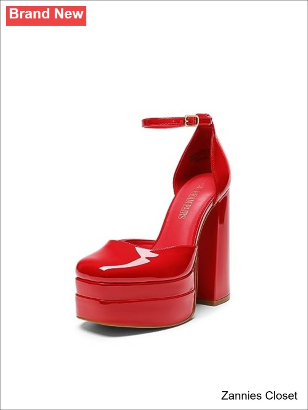 ✨ Dream Pairs Women's Faux Leather Square Toe Ankle Strap Platform Block Heels